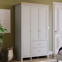 (Grey & Oak) Arlington 3 Door 2 Drawer Shaker Style Wardrobe