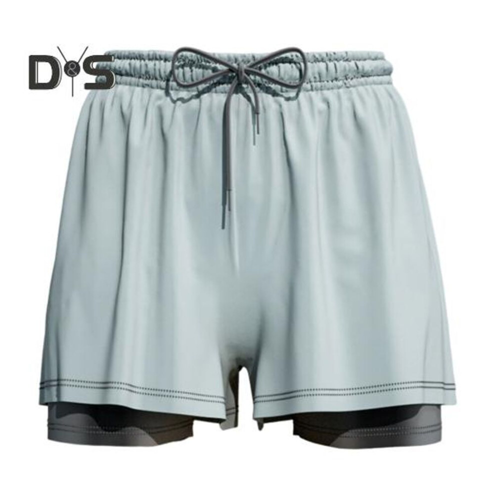 (silver gray, L) Men Swimming Shorts Quick-drying Swim Trunks Drawstring Elastic Waist Double-Layered Bathing Suit Anti-UV Snug Fit Swimming Trunks