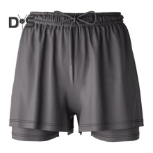 (black, L) Men Swimming Shorts Quick-drying Swim Trunks Drawstring Elastic Waist Double-Layered Bathing Suit Anti-UV Snug Fit Swimming Trunks