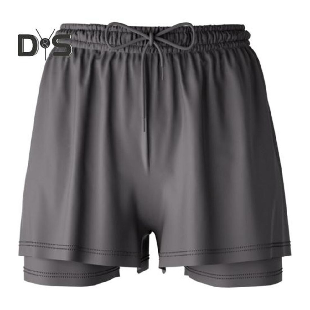 (black, L) Men Swimming Shorts Quick-drying Swim Trunks Drawstring Elastic Waist Double-layered Bathing Suit Anti-uv Snug Fit Swimming Trunks