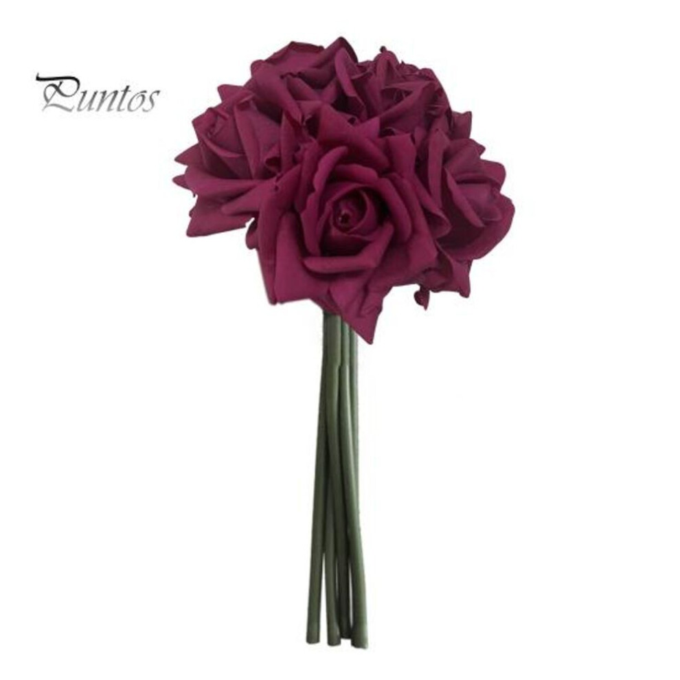 (rose red) 5Pcs/Set Artificial Rose Realistic Fake Flower Wedding Party Home Office Table Centerpiece Faux Floral Plants Branch Pick Stem Decoration Ornament
