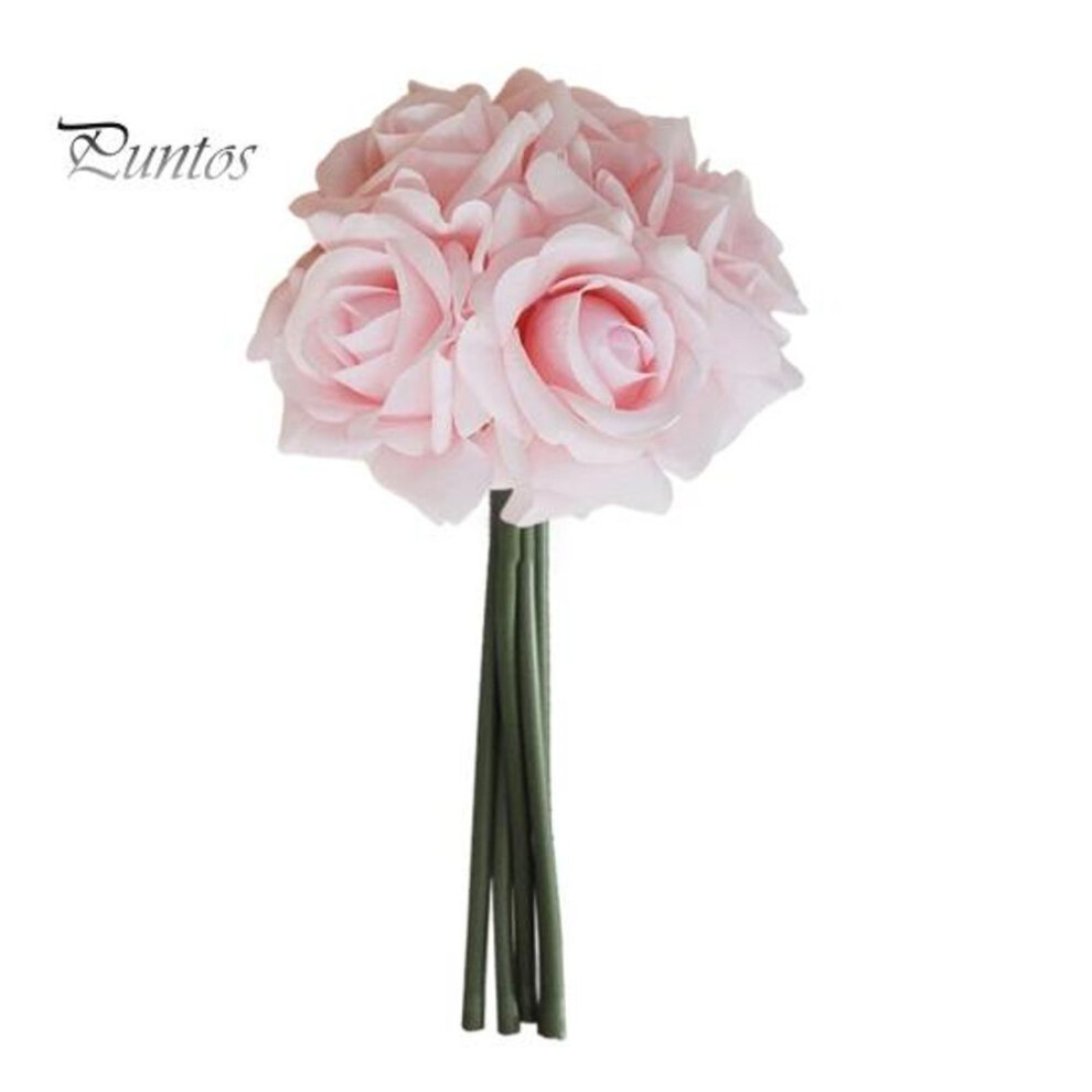 (light pink) 5pcs/set Artificial Rose Realistic Fake Flower Wedding Party Home Office Table Centerpiece Faux Floral Plants Branch Pick Stem Decoration Ornament