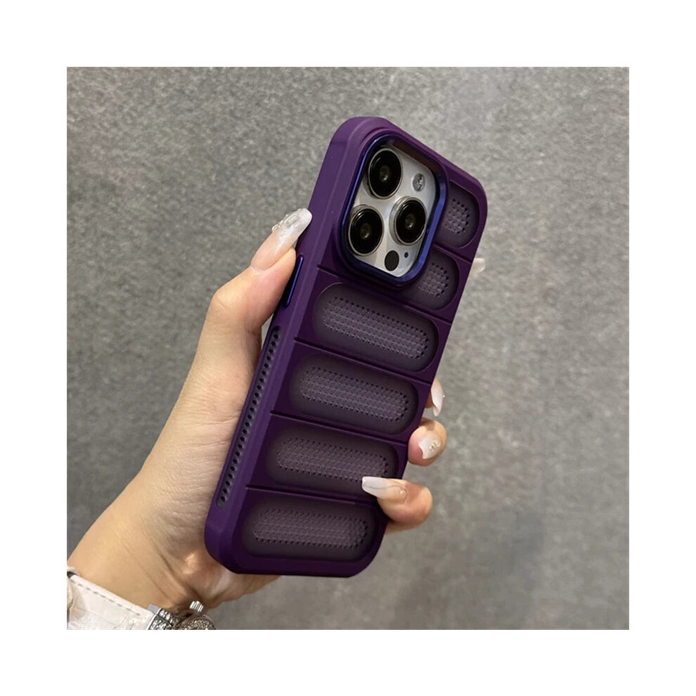 Photos - Case Luxury Heat Dissipation Breathable Hole For iPhone 16 15 14 13 12(Dark Purple, For iPhone 14Pro Max)
