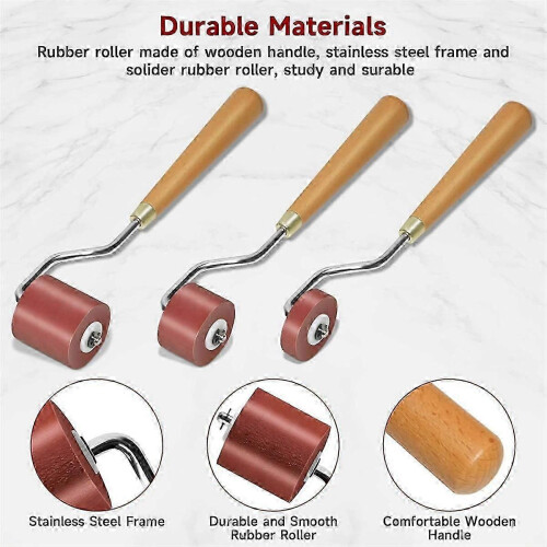 (As show, One size) 3pcs Rubber Rollers Rollers compatible with Crafting, Ink Roller Set with Comcompatible witht Grip compatible with Printmaking, Crafts 1