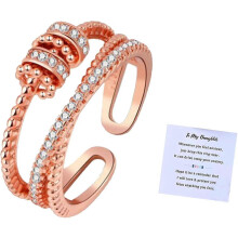 (As show, One size) Jansio Threanic Triple-spin Ring,jansio Threanic Ring,feelief Zirconica Triple Fidget Ring,to My Daughter Fidget Spinner Ring Adjustable Moissanite Sp