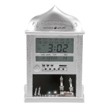 (As show, One size) Azan Clock Athan Prayer Clock Automatic Azan Wall Prayer Clock Islamic Muslim Silver