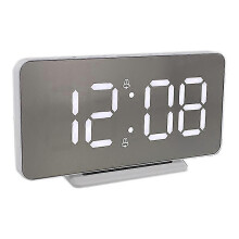 (As show, One size) Digital Alarm Clock,led Display Alarm Clock, Silver Mirror Surface