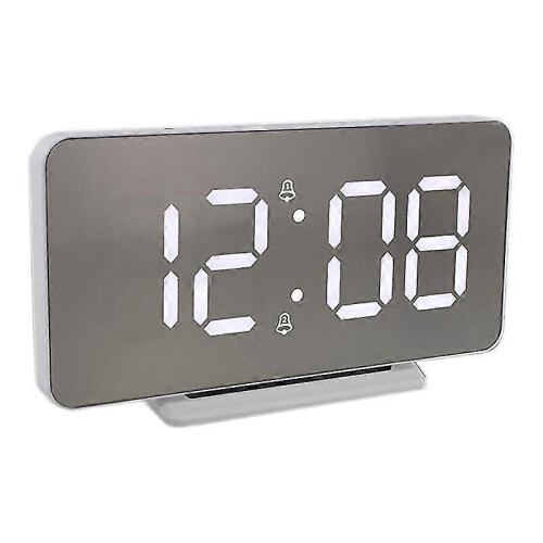 (As show, One size) Digital Alarm Clock,led Display Alarm Clock, Silver Mirror Surface