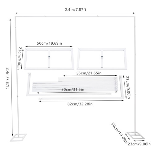 (White) 2.4x2.4m Metal Wedding Backdrop Stand,Wedding Arch Stand 1
