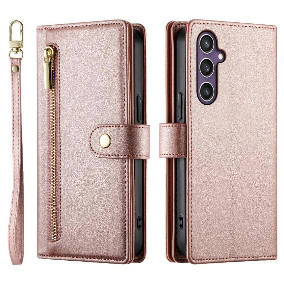 (Pink) Flip Case For Samsung Galaxy S24 Stand Wallet Business Crossbody Strap Multifunctional Pink 764563514212