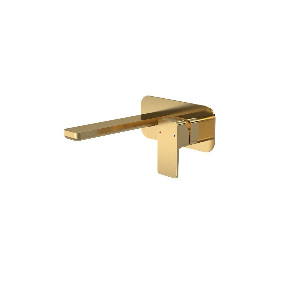 (Brushed Brass) Nuie Windon 2-Hole Wall Mounted Basin Mixer Tap With Plate 5056462621036