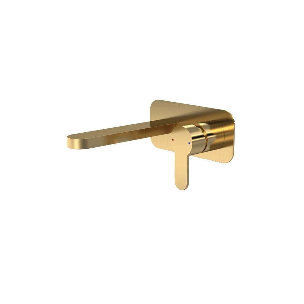 nuie Arvan Wall Mounted 2 Tap Hole Basin Mixer - Brushed Brass - WRAS Approved - Image 3