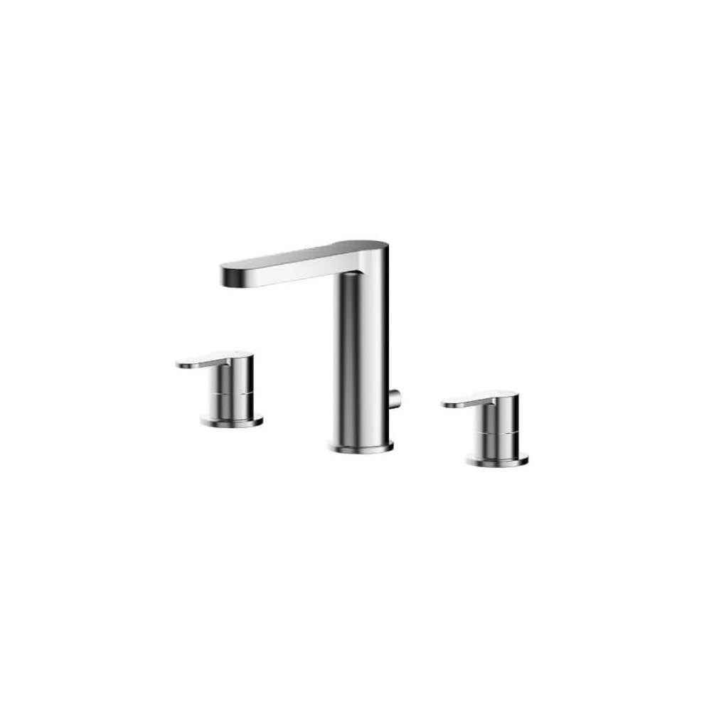 Nuie Arvan 3-Hole Wall Mounted Basin Mixer Tap With Pop Up Waste - Chrome 5056211898559