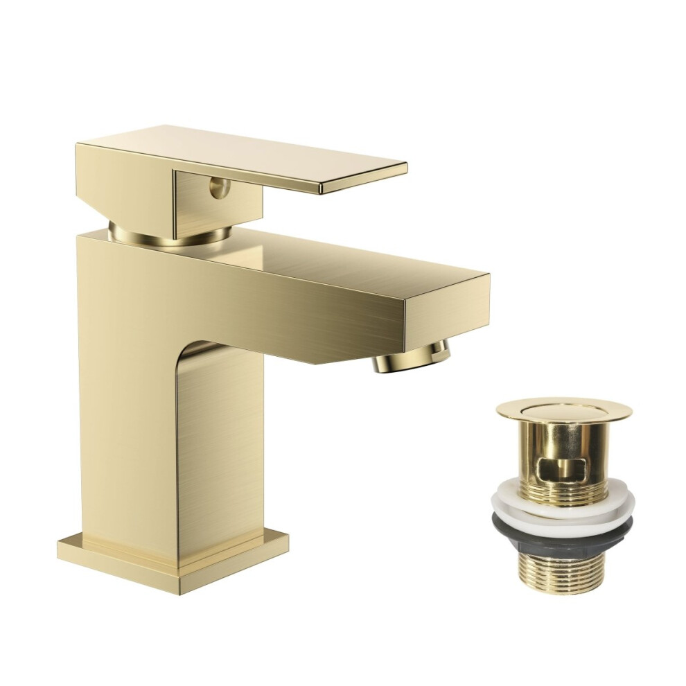 Veebath Munro Mono Basin Mixer Tap With Waste - Brushed Brass
