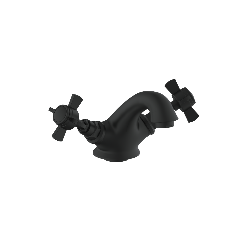Regency Traditional Mono Basin Mixer Tap With Waste - Matt Black 5056066407166