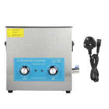 (As show, One size) 360HT Ultrasonic Cleaning Machine Mechanical Timing Heating Cleaner 6.5L 0~20minUK Plug 200~240V