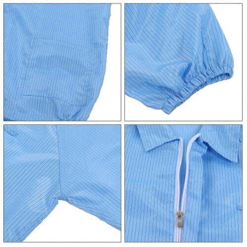 (As show, One size) ESD Coat Polyester Paint Protective Workshop Split Clean Clothes for Microelectronics XXXL 1