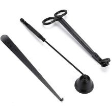 (As show, One size) 3 Pieces Long Handle Con Extinguisher Candle, Trimmer Wick Candle, Stainless Steel Candle Snuff