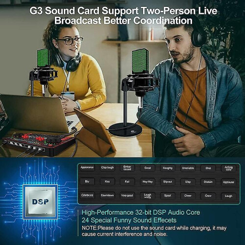 (As show, One size) Broadcast Microphone Sound Card Kit 1