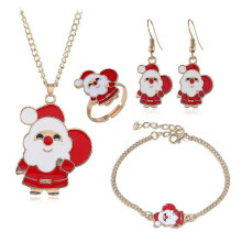 (As show, One size) Christmas stud earrings necklace bracelet ring set
