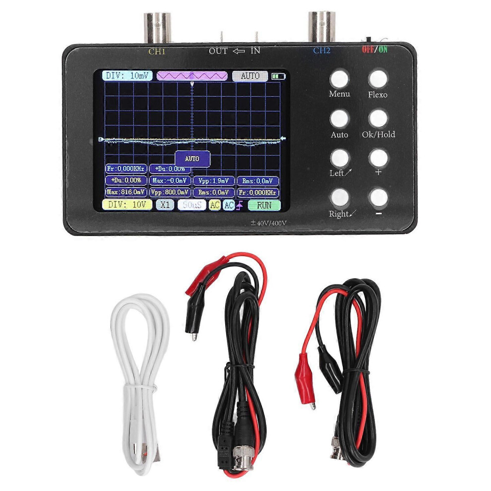 (As Show, One Size) Digital Oscilloscope 2 Channel Portable Signal Generator 2Mhz Bandwidth 50M Sampling Rate 3.2In Lcd 6909775620632