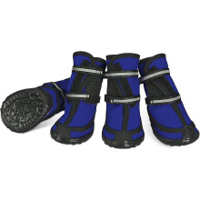 (As show, One size) Protective Dog Boots Set Waterproof, Non-Slip Dog Shoes with Adhesive Buckle Reflective Straps Warm