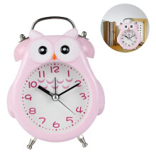 (As show, One size) Silent Non-ticking Alarm With Night Light And Snooze, Battery Operated  Easy To Set, Cute Owl Decora
