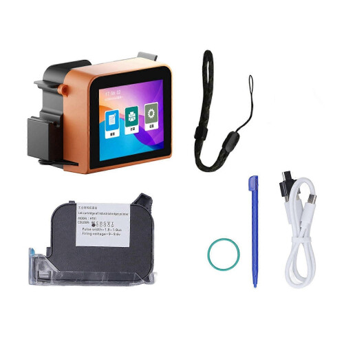 (As show, One size) Handheld Inkjet Printer LED Screen Touch Control Portable Inkjet Coder for Production Date Time QR C