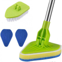 2 in 1 Scrub Cleaning Brush with 37 Long Extendable Handle,1 Stiff Bristle and 3 Sponge Brushes
