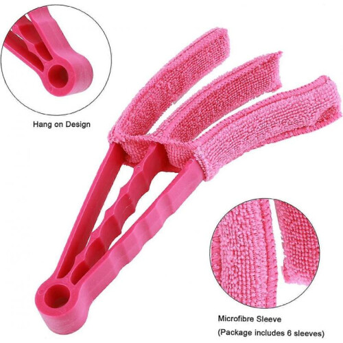 2pcs Window Duster Brush Cleaner Tool Removable Washable with 6 Microfibre Sleeves 2
