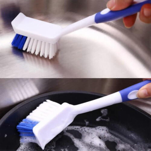 Dish Brush with Square Head Built-in Scraper, Kitchen Scrub Brush Cleaner 1