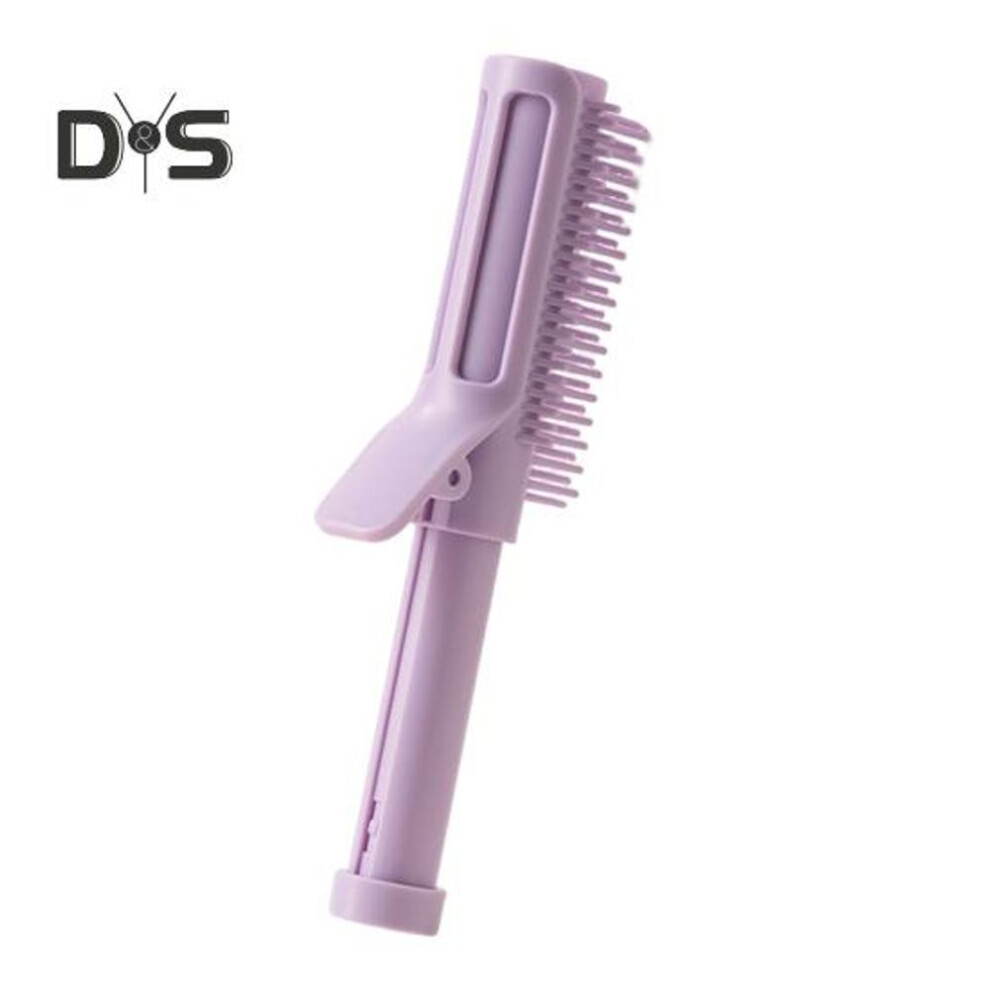 (purple) Retractable Hair Brush With Clip 2-in-1 Fluffy Hair Volume Comb Portable Travel Professional Women Hair Styling Detangling Tools