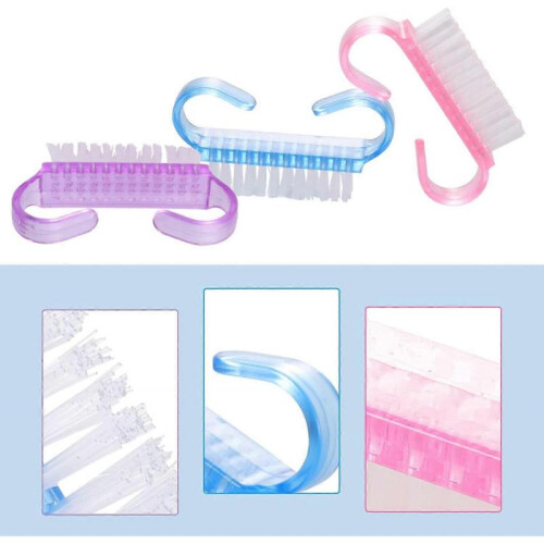 Plastic Handle Nail Cleaning Brush Tool (Random Color) 6 Pieces 2