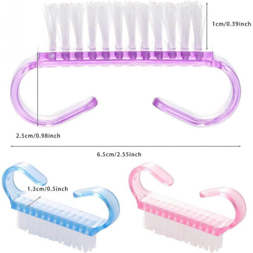 Plastic Handle Nail Cleaning Brush Tool (Random Color) 6 Pieces 1