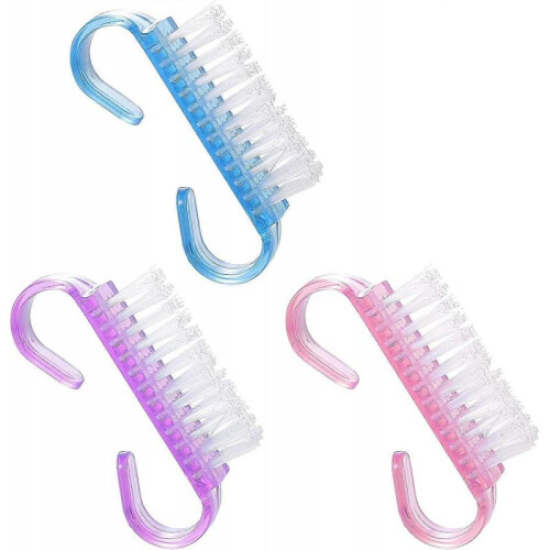 Plastic Handle Nail Cleaning Brush Tool (Random Color) 6 Pieces