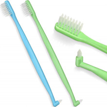2pcs Tufted Dual V-shaped Interdental Brush Oral Cleaning Brush (Green+Blue)