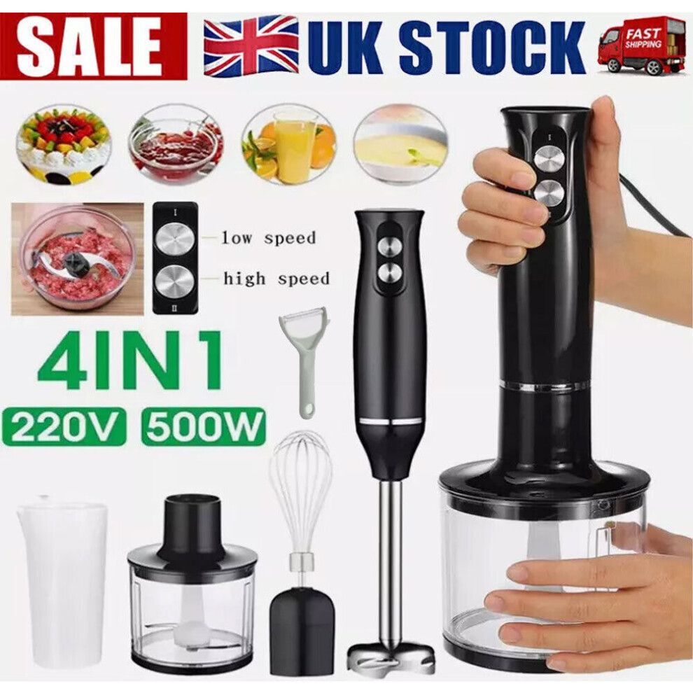 4 in 1 500W Hand Blender Set Electric Food Processor Mixer Whisk & Chopper Bowl-image-OPC-PH7VFGS-NEW