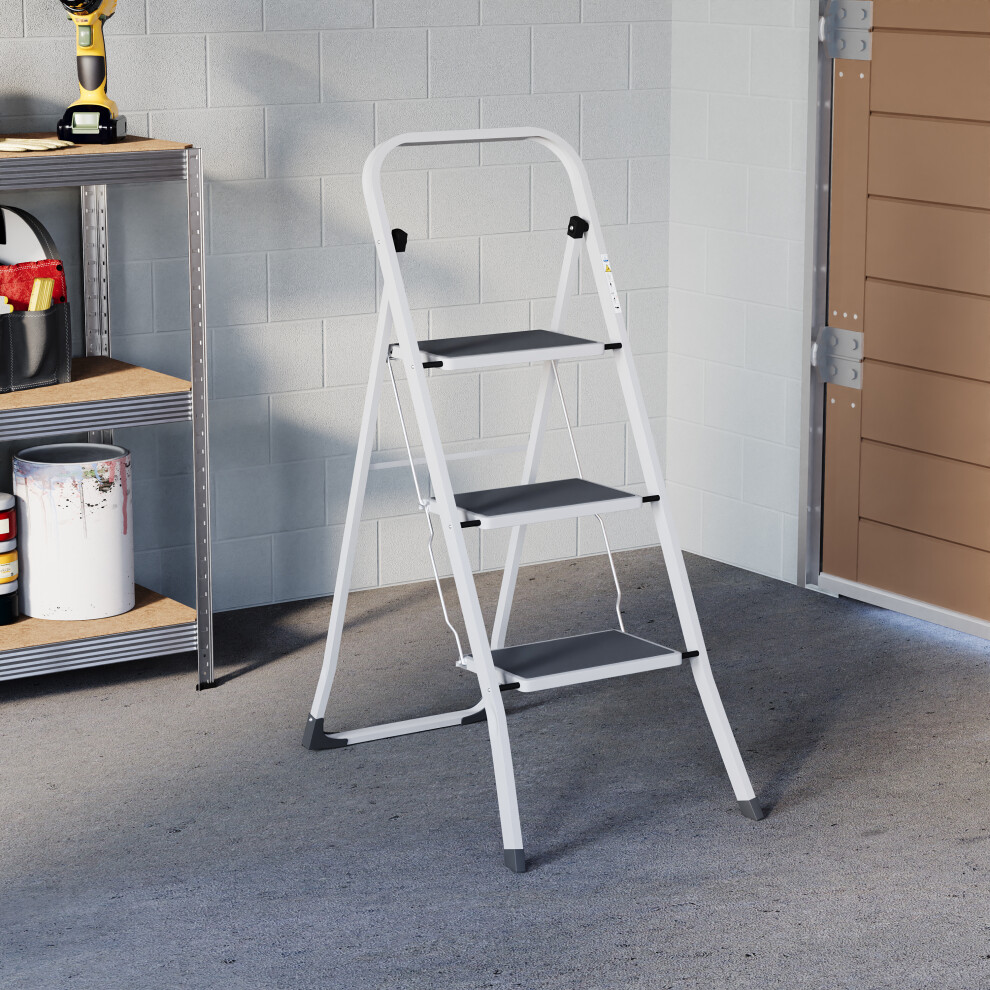 3 Step Ladder with Folding Portable Strong Iron
