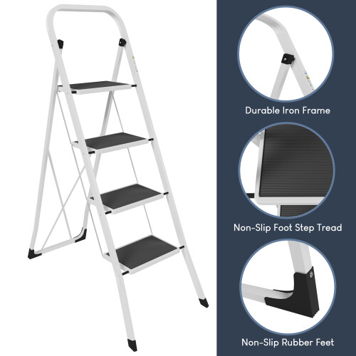 4 Step Folding Ladder with Handrail - Portable DIY 1