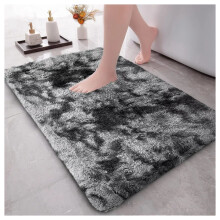 (50 CM x 80 CM- Non Slip Bath Mat Bathroom Rug/Welcome Door Mat, Tie Dye Black Grey) Shaggy Large Rugs Non Slip Bedroom Living Room Carpet Hallway Runner Rug