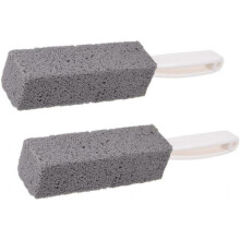 Toilet Bathroom Cleaning Pumice Stone Anti-rust Fine Sand Brush with Handle (2 Pieces)