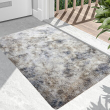 (60 CM x 110 CM- Large Bathroom Mat/Large Door Mat Indoor Outdoor, Tie Dye Silver Grey) Shaggy Large Rugs Non Slip Bedroom Living Room Carpet Hallway Runner Rug