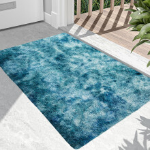 (60 CM x 110 CM- Large Bathroom Mat/Large Door Mat Indoor Outdoor, Tie Dye Teal) Shaggy Large Rugs Non Slip Bedroom Living Room Carpet Hallway Runner Rug