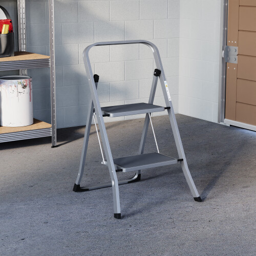 (2 Step) Foldable DIY Step Ladder Anti Slip Mat - Grey