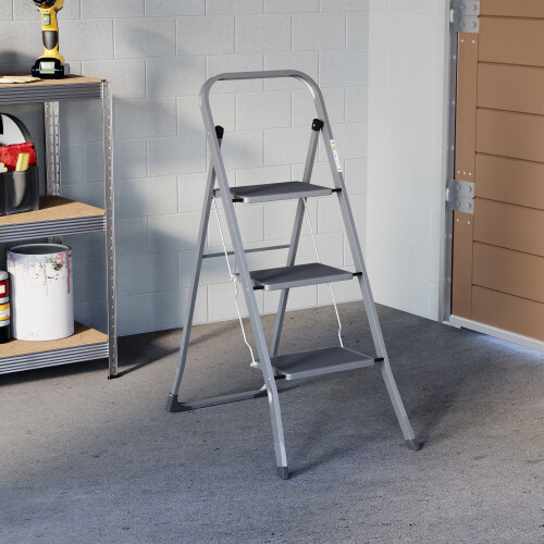 (3 Step) Foldable DIY Step Ladder Anti Slip Mat - Grey