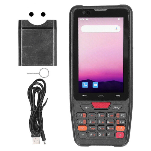 (As show, One size) Handheld Barcode Scanner 4in Screen NFC 1D 2D QR Code Reader for Android 12.0 100‑240VAC EU Plug