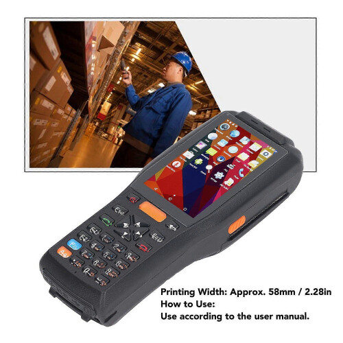 (As show, One size) Receipt Printer Scanner 4in Touch Screen Thermal Printer Barcode Scanner 100‑ AC for Android 6.0 2