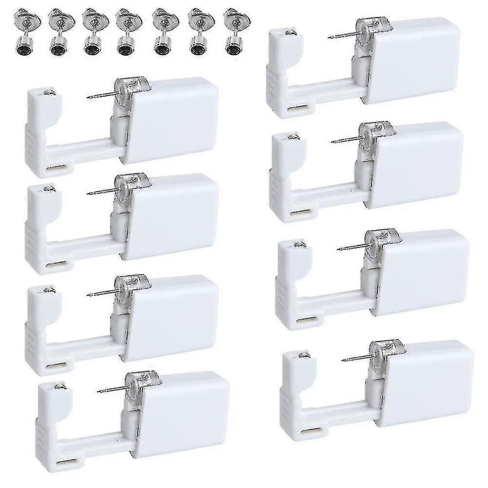 (As show, One size) 8 Pack Disposable Ear Piercing Gun With Ear Studs Asepsis No Pain Safety Self Ear Piercing Gun Kit Tool_Gift Of G