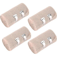 (As show, One size) 4 Pack Medical Elastic Compression Bandages with Metal Clips for Ankle, Arms, Legs or Chest, Injurie