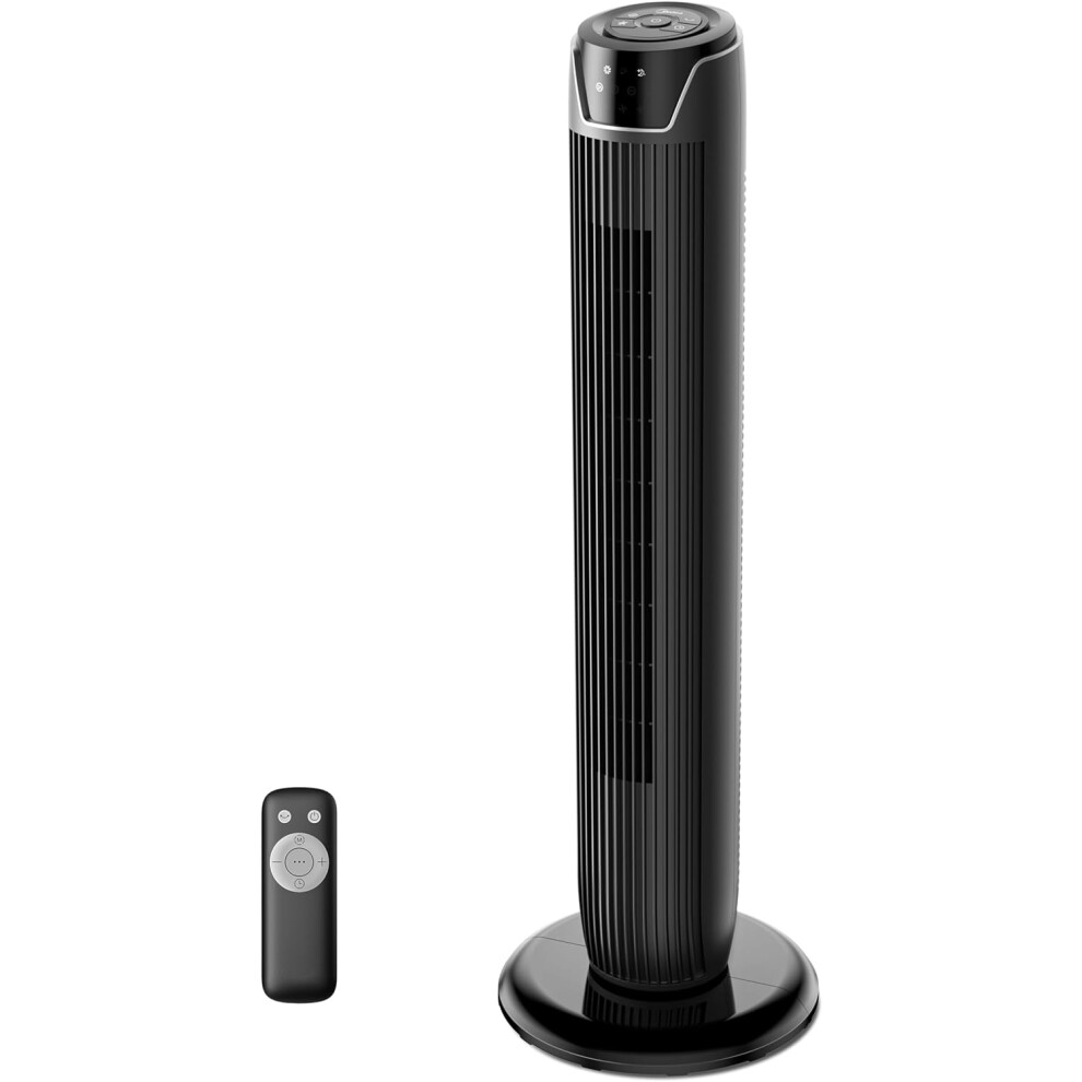 Midea MTF17JRBUK Quiet Tower Fan with Remote Control, 45W Portable Stand Fan, 90° Oscillation, LED Display and Touchscreen